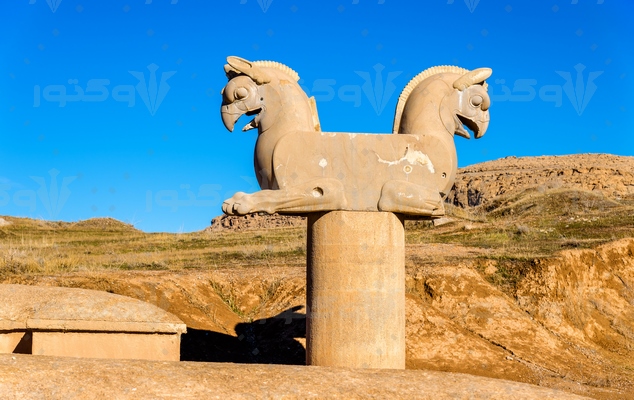 عکس استوک تاریخی شیر تخت جمشید